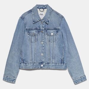 Zara Women's Blue Denim Sherpa Jacket Size XS